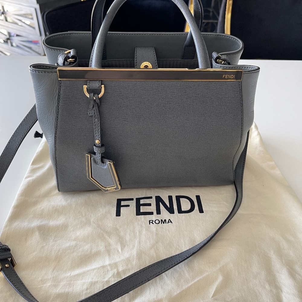 Fendi Petite 2 Jours Vit. Elite- Grey with Gold hardware